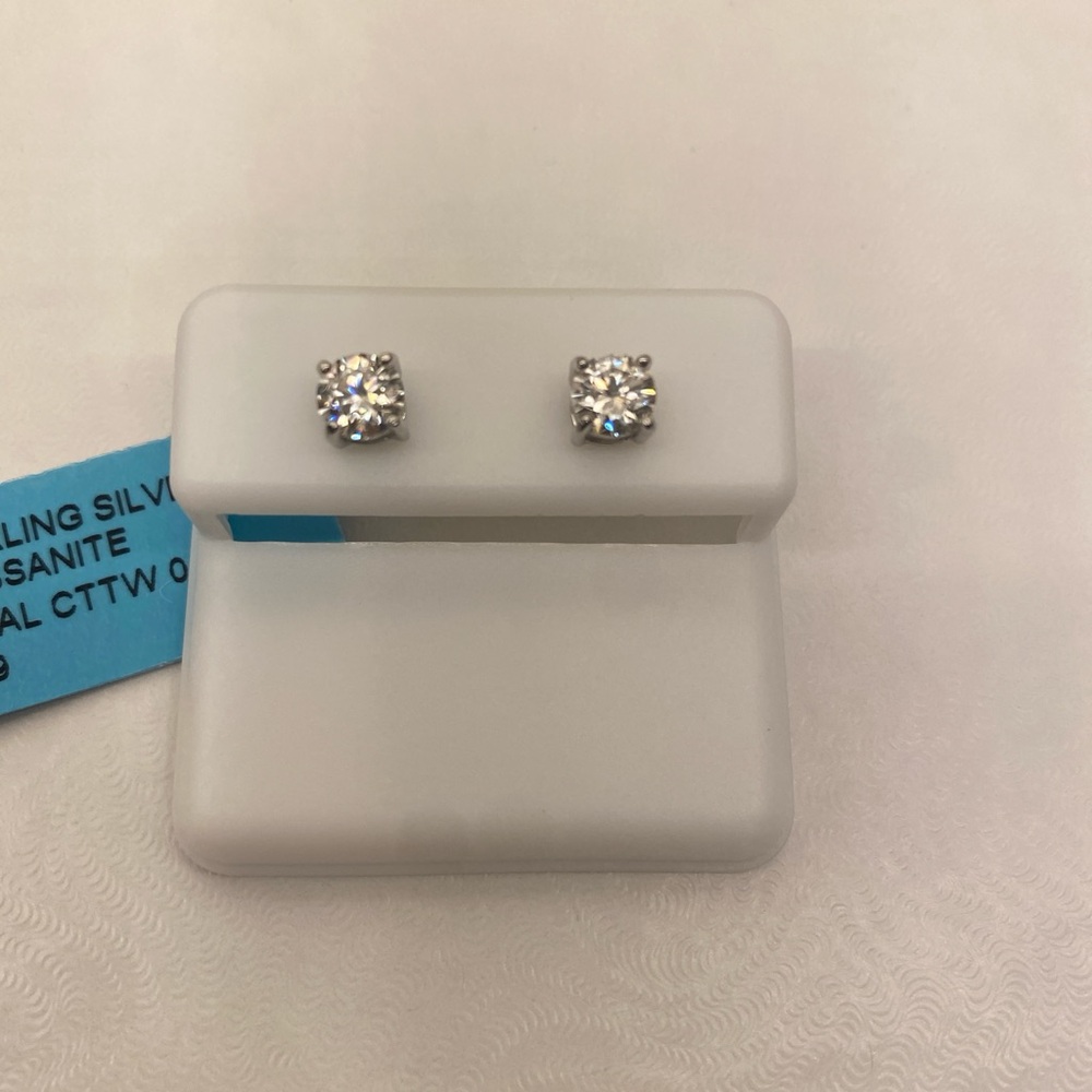 Moissanite & Sterling Silver Stud Earrings